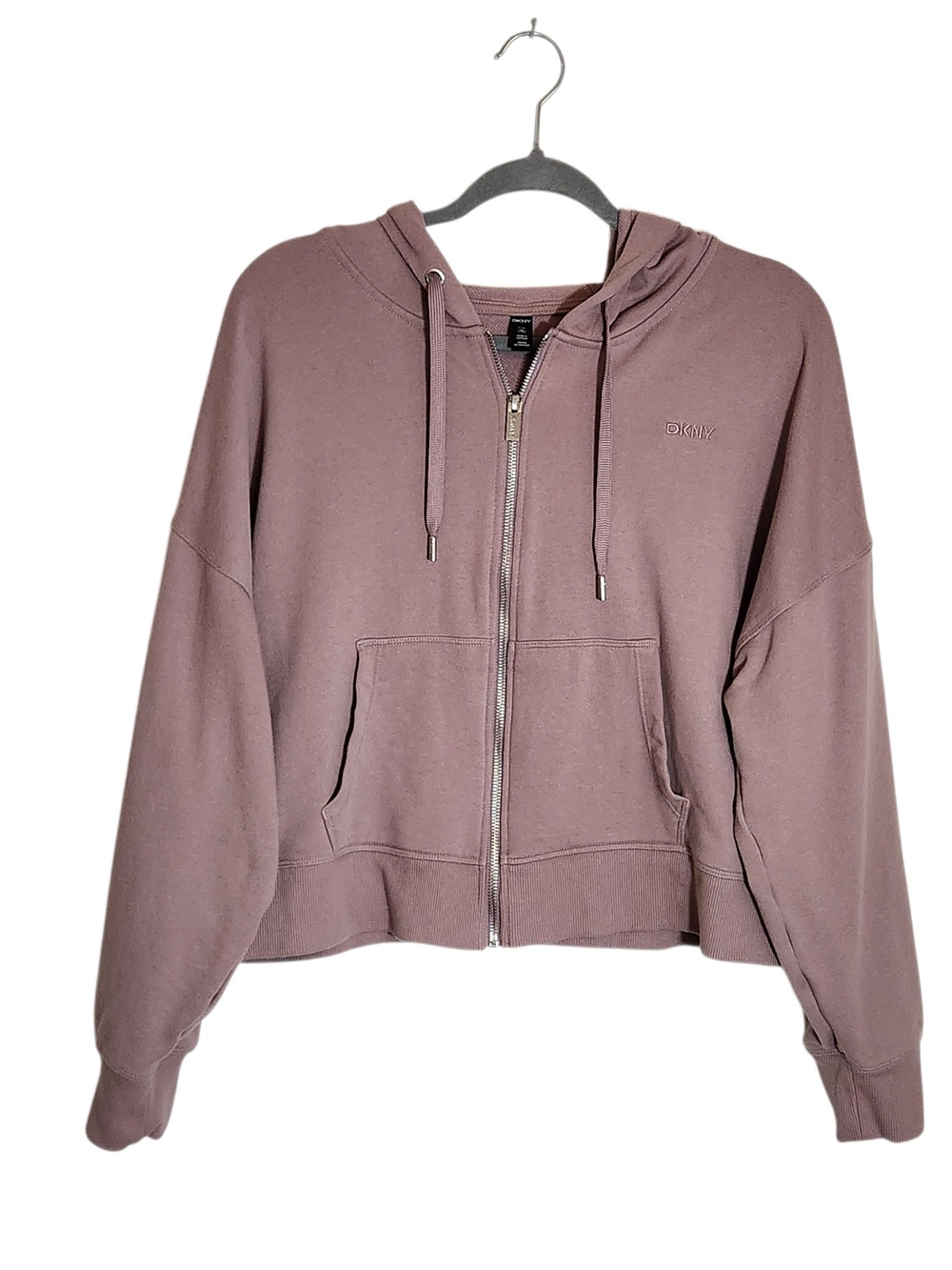 DKNY Womens Dusty Purple Cropped Hoodie Size XL